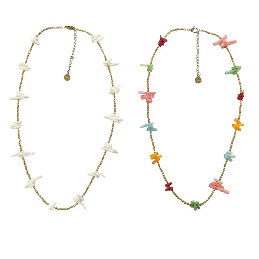 不锈钢项链 - 带珊瑚状中间件