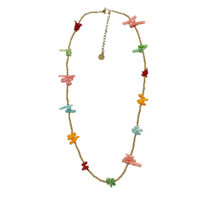 不锈钢项链 - 带珊瑚状中间件