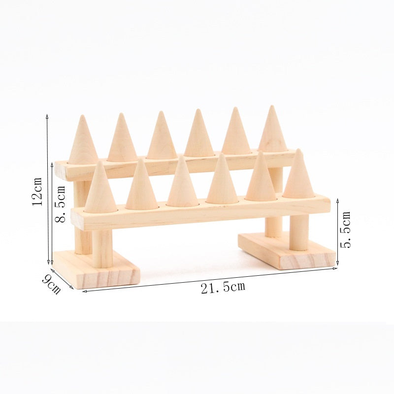 Expositor de anillos de madera con conos (2 plantas)