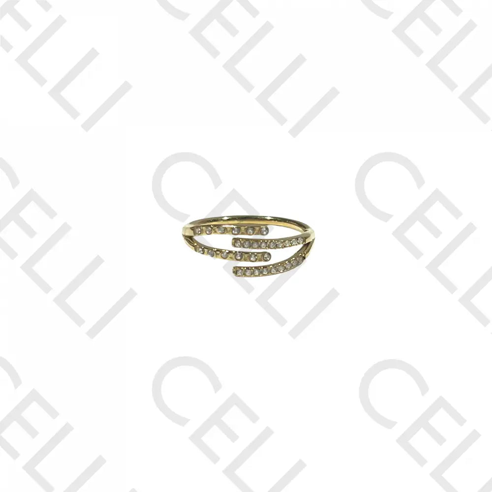 Anel De Aço - Com Zircónias Dourado