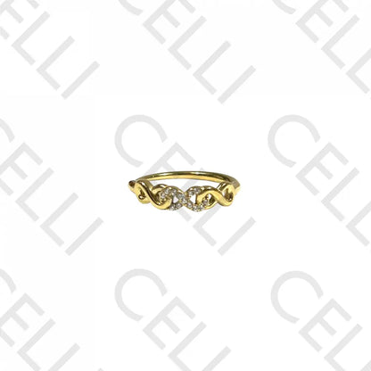 Anel De Aço - Infinito Com Zircónias Dourado