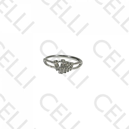 Anel De Aço - Nó Com Zircónias Prateado