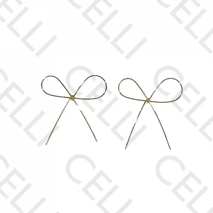 Brinco De Aço - Laço Dourado