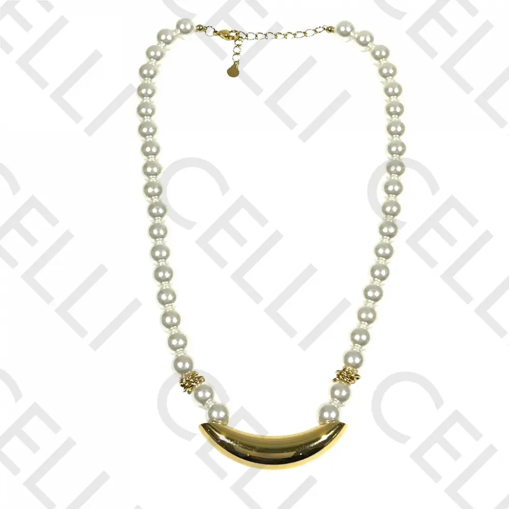 Colar De Aço - Pérolas Com Entremeio