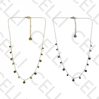 Colar De Aço - Pérolas Com Medalhinhas Coração