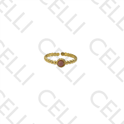 Anillo de acero - lunares con piedra natural