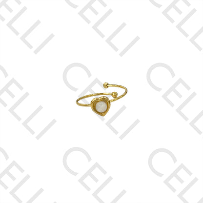 Steel Ring - Heart with Natural Stone