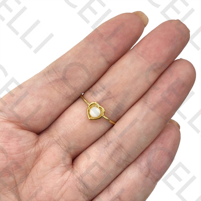 Steel Ring - Heart with Natural Stone