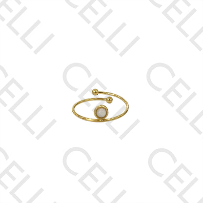 Steel Ring - thin with natural stone