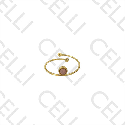 Steel Ring - thin with natural stone