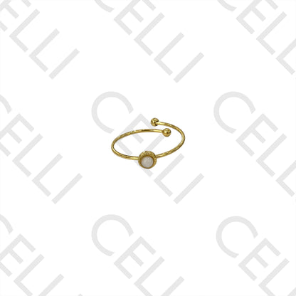 Steel Ring - circle with natural stone