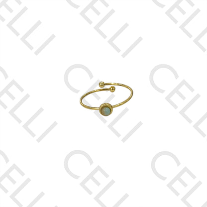 Steel Ring - circle with natural stone