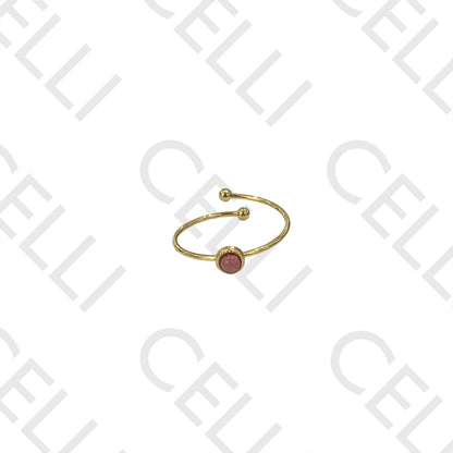 Steel Ring - circle with natural stone