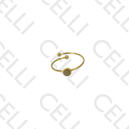 Steel Ring - circle with natural stone