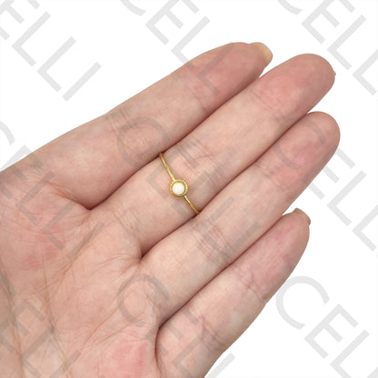 Steel Ring - circle with natural stone