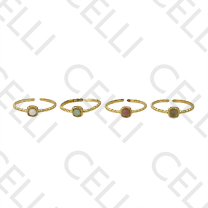 Steel Ring - square with natural stone