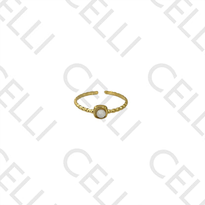 Steel Ring - square with natural stone