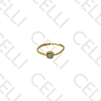 Steel Ring - square with natural stone