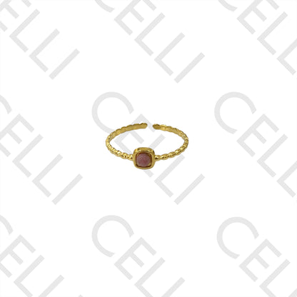 Steel Ring - square with natural stone