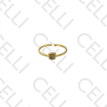 Steel Ring - square with natural stone