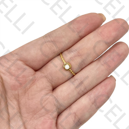 Steel Ring - square with natural stone