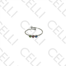 Cargar imagen en el visor de la galería, Anillo de acero - diamantes de colores (verde, rosa, azul)
