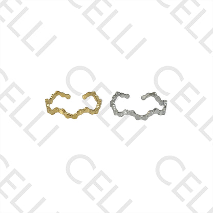 Steel Ring - zig zag with circles