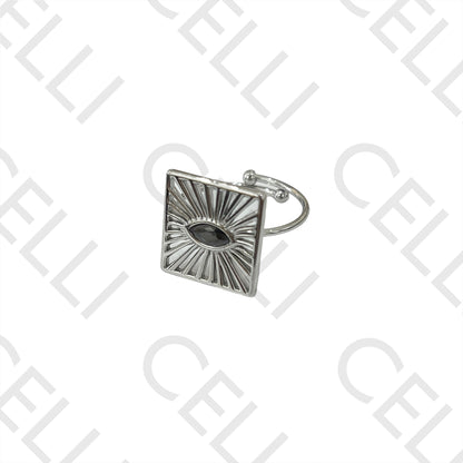Steel Ring - eye with black diamond