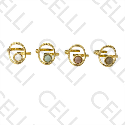 Anillo de acero - detallado con piedra natural