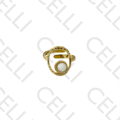 Anillo de acero - detallado con piedra natural