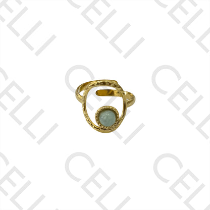 Anillo de acero - detallado con piedra natural