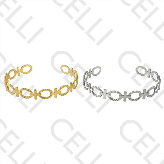 Bracelete de Aço - cruzes e ovais