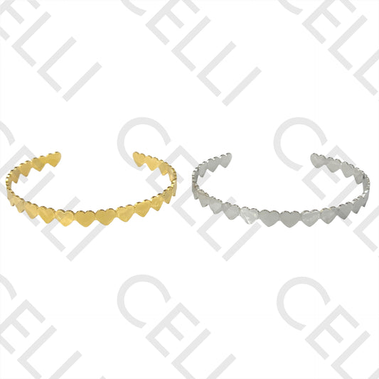 Bracelete de Aço - corações