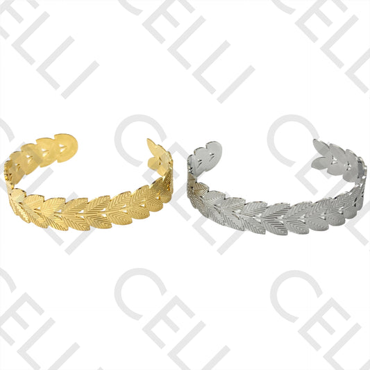 Bracelete de Aço - folhas