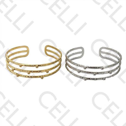 Bracelete de Aço - triplo com bolinhas