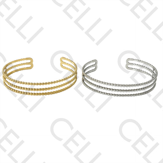 Bracelete de Aço - triplo bolinhas