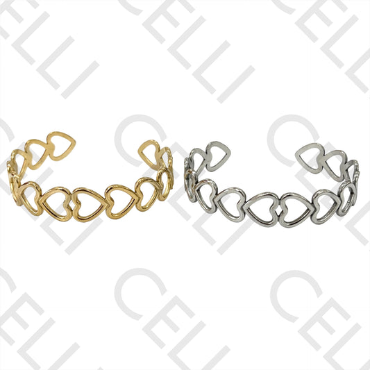 Bracelete de Aço - corações