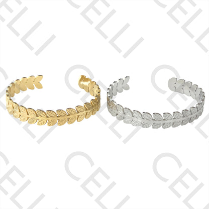 Bracelete de Aço - folhas