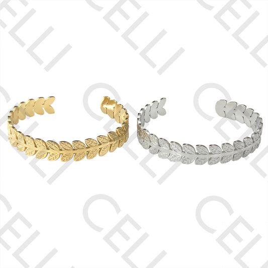 Bracelete de Aço - folhas