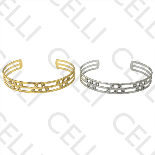 Bracelete de Aço - brilhantes