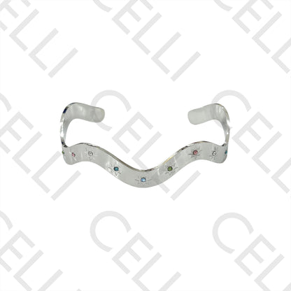 不锈钢手链 - 波浪形，彩色亮钻