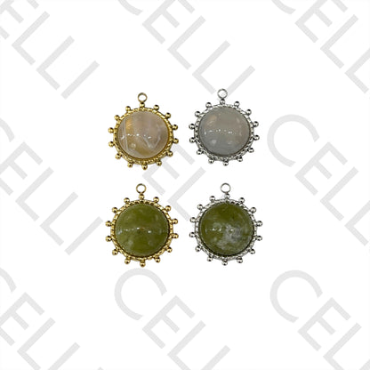 Steel Medal with Natural Stone - Round