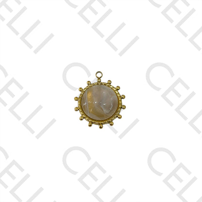 Steel Medal with Natural Stone - Round