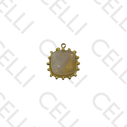 天然石不锈钢奖章 - 方形