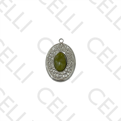 Medalha de Aço com Pedra Natural - oval