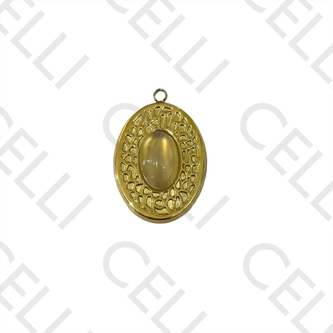 Medalha de Aço com Pedra Natural - oval