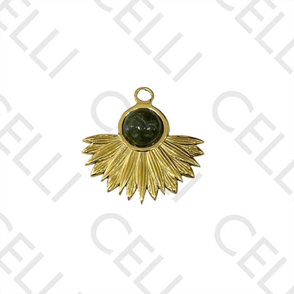 不锈钢天然石奖章 - 花/叶