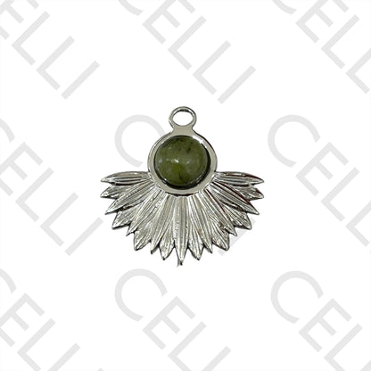 不锈钢天然石奖章 - 花/叶