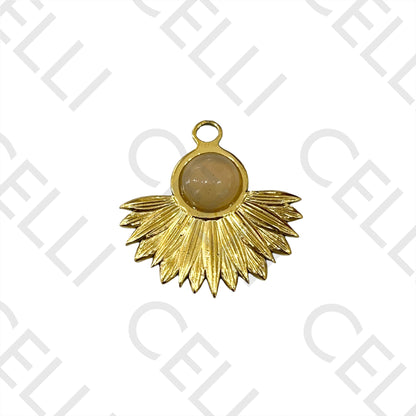 不锈钢天然石奖章 - 花/叶