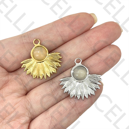 不锈钢天然石奖章 - 花/叶